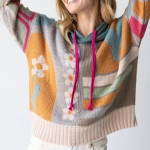 Boho Natural Life Dreamer Jacquard Hooded Sweater